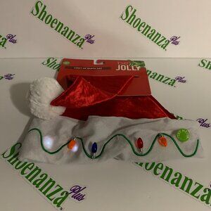 Ugly Christmas Hat Be Jolly Santa Lights Light-Up 3 Speeds Red White